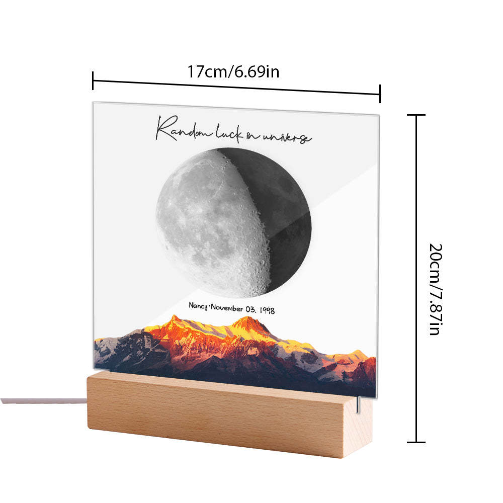 Luz De Noche De Luna De Nacimiento Personalizada Luz Led De Fases Lunares Personalizadas Para Regalos De Aniversario De Cumpleaños - soufeeles