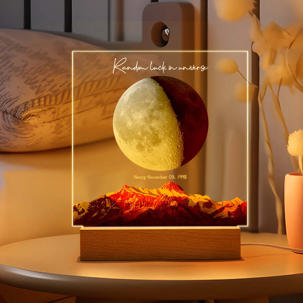 Luz De Noche De Luna De Nacimiento Personalizada Luz Led De Fases Lunares Personalizadas Para Regalos De Aniversario De Cumpleaños - soufeeles