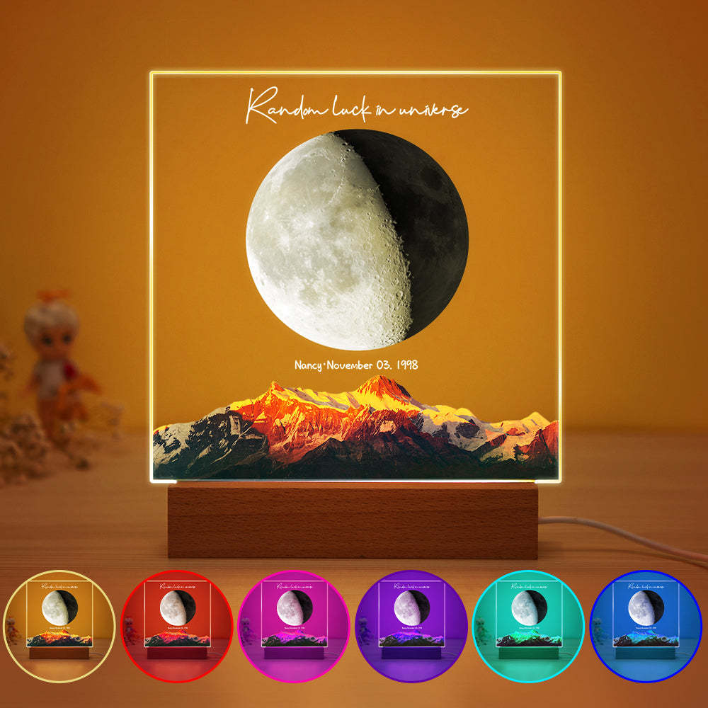 Luz De Noche De Luna De Nacimiento Personalizada Luz Led De Fases Lunares Personalizadas Para Regalos De Aniversario De Cumpleaños - soufeeles