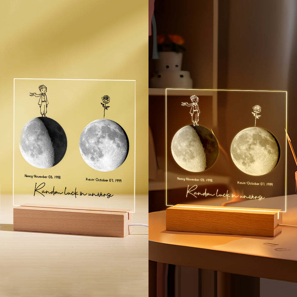 Luz De Noche De Luna De Nacimiento Personalizada Luz Led De Fases Lunares Personalizadas Para Regalos De Aniversario De Cumpleaños - soufeeles