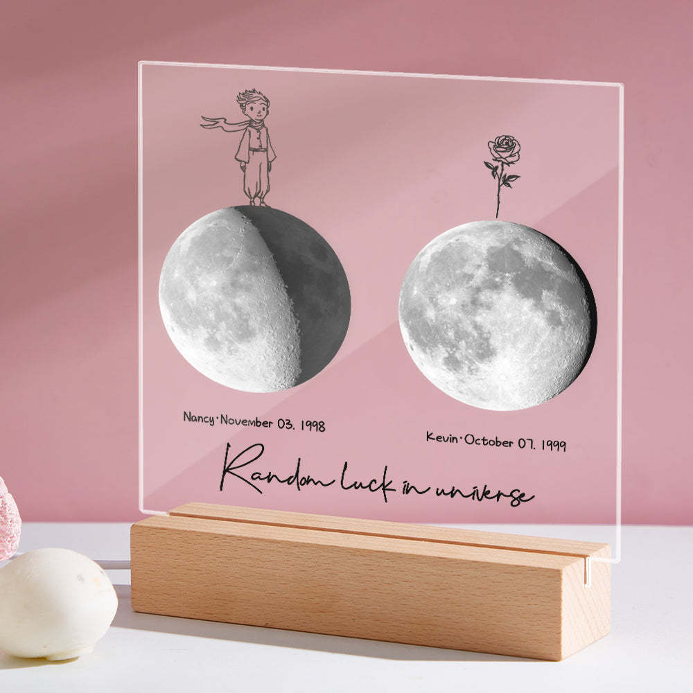 Luz De Noche De Luna De Nacimiento Personalizada Luz Led De Fases Lunares Personalizadas Para Regalos De Aniversario De Cumpleaños - soufeeles