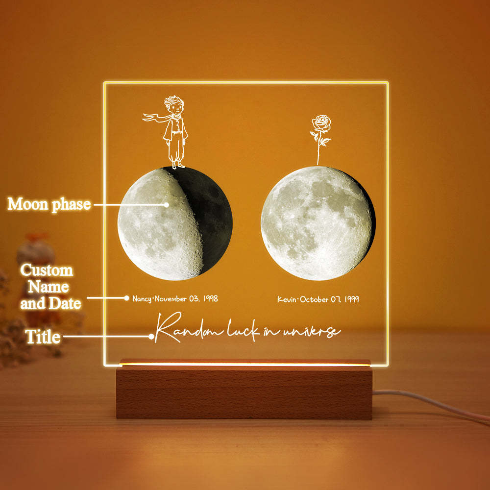 Luz De Noche De Luna De Nacimiento Personalizada Luz Led De Fases Lunares Personalizadas Para Regalos De Aniversario De Cumpleaños - soufeeles