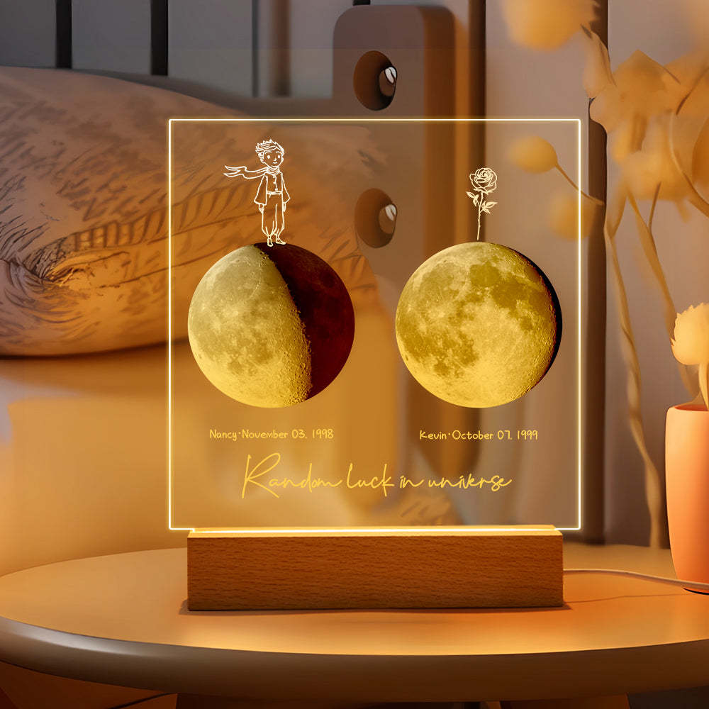 Luz De Noche De Luna De Nacimiento Personalizada Luz Led De Fases Lunares Personalizadas Para Regalos De Aniversario De Cumpleaños - soufeeles