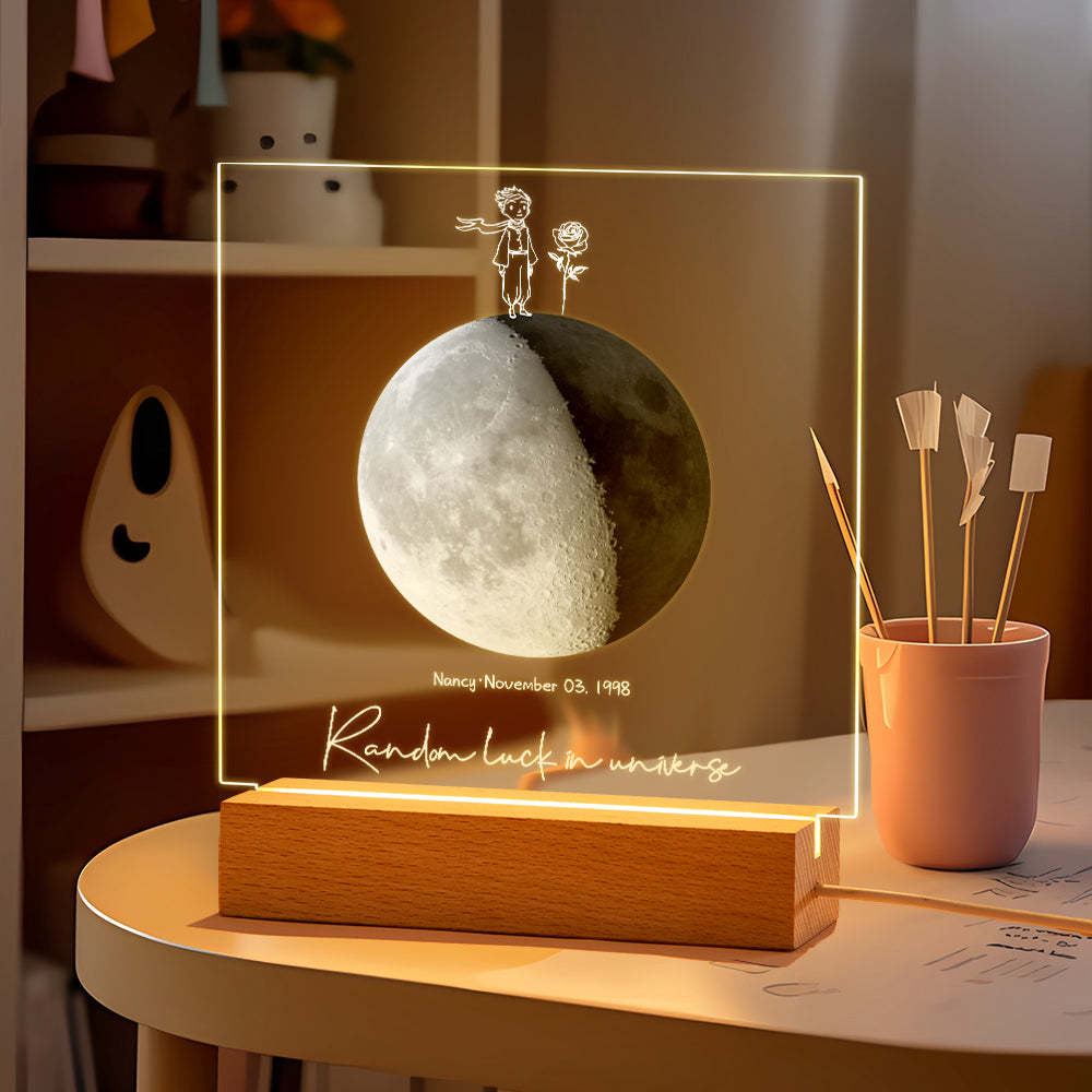 Luz De Noche De Luna De Nacimiento Personalizada Luz Led De Fases Lunares Personalizadas Para Regalos De Aniversario De Cumpleaños - soufeeles