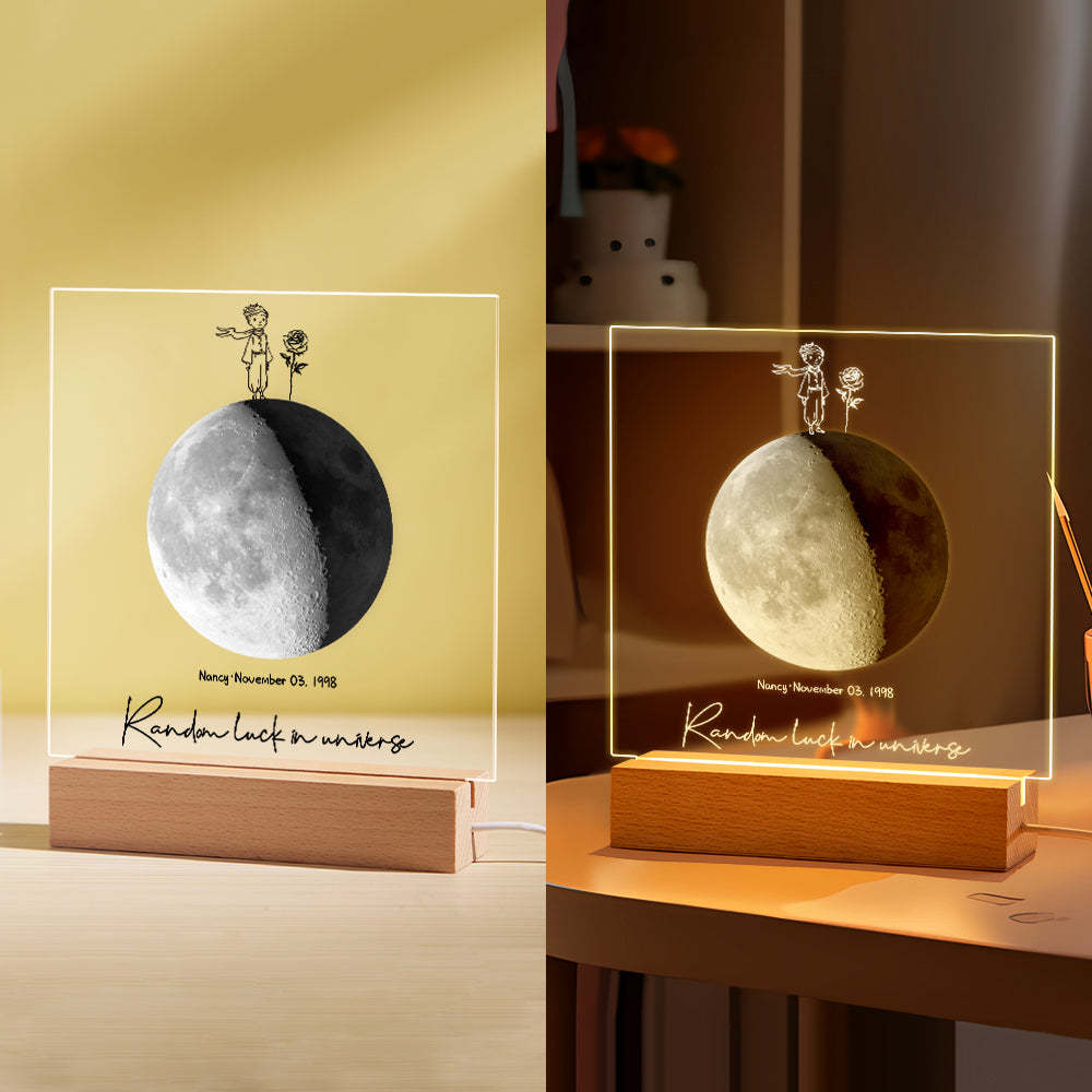 Luz De Noche De Luna De Nacimiento Personalizada Luz Led De Fases Lunares Personalizadas Para Regalos De Aniversario De Cumpleaños - soufeeles