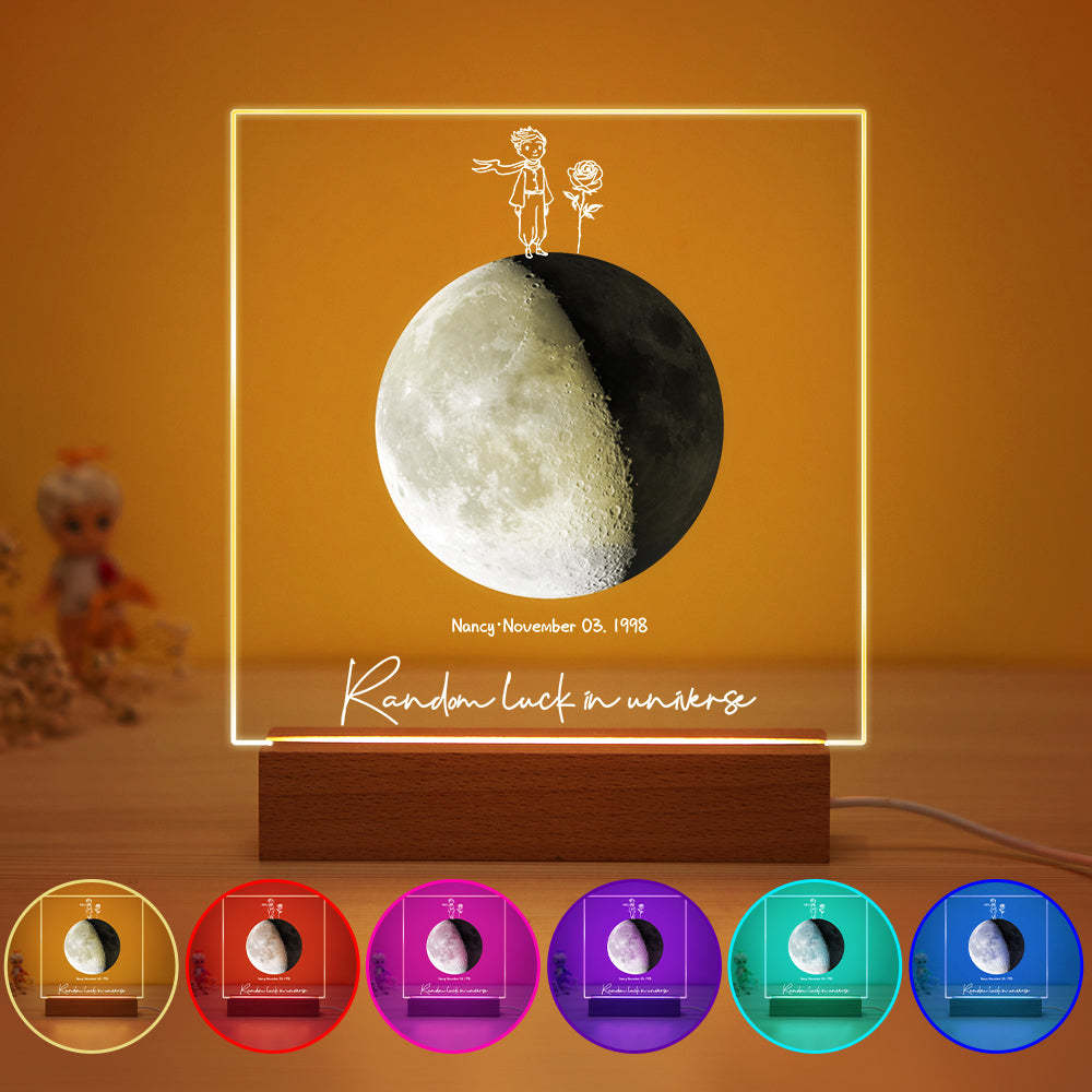 Luz De Noche De Luna De Nacimiento Personalizada Luz Led De Fases Lunares Personalizadas Para Regalos De Aniversario De Cumpleaños - soufeeles
