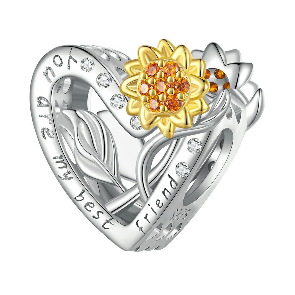 sunflower you are my best friend charm 925 sterling silver mothers day gifts xs2073