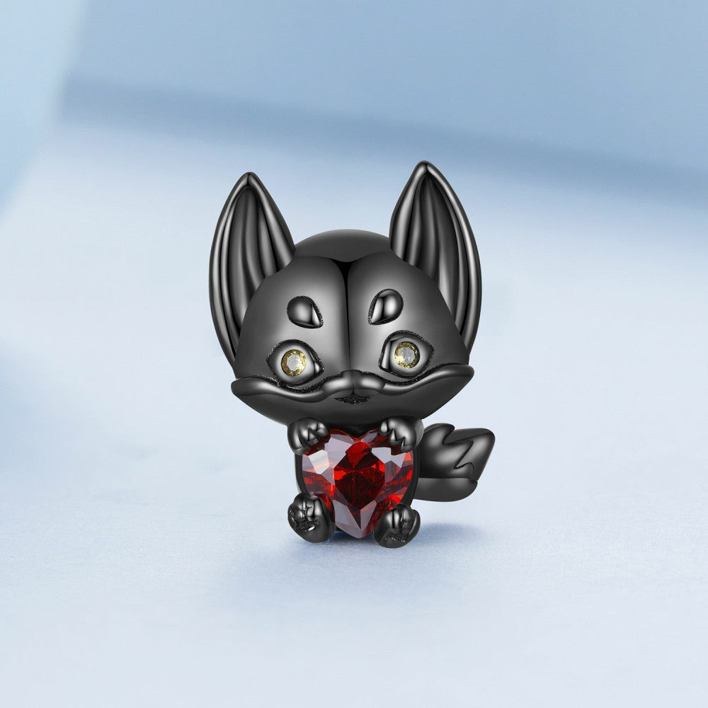 ciondolo piccola volpe nera in argento sterling 925 xs2137