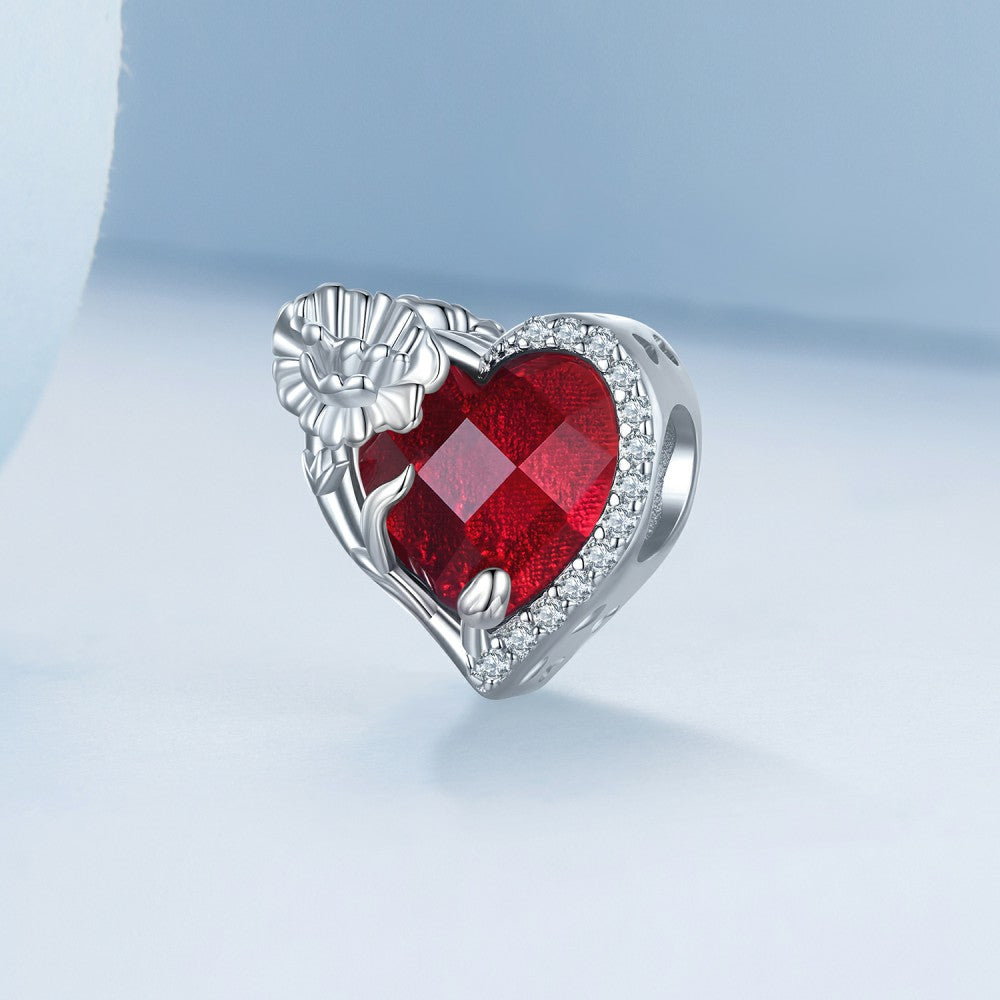 Ciondolo rosso portafortuna di gennaio in argento sterling 925 xs2156