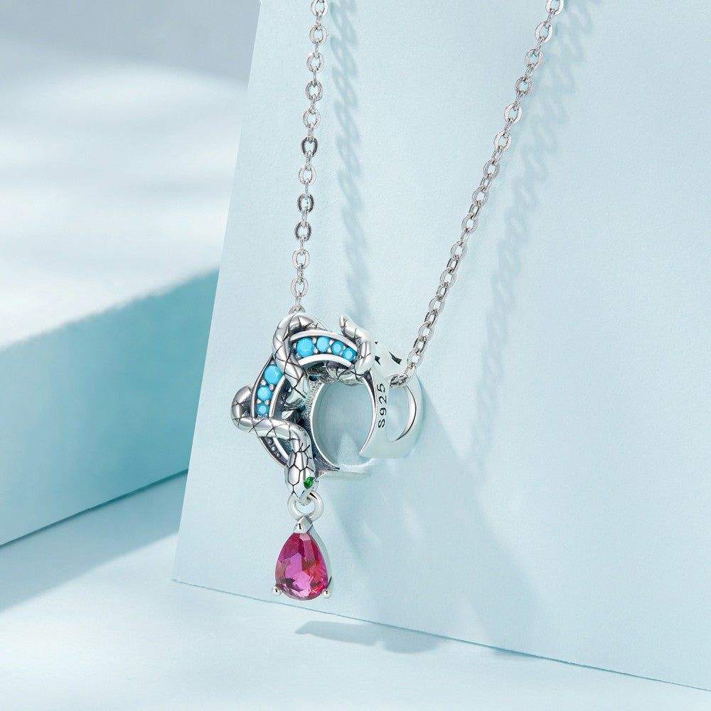 ciondolo con diamante rosa serpente in argento sterling 925 xs2211