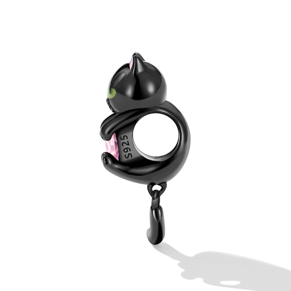 ciondolo piccolo gatto nero in argento sterling 925 xs2215