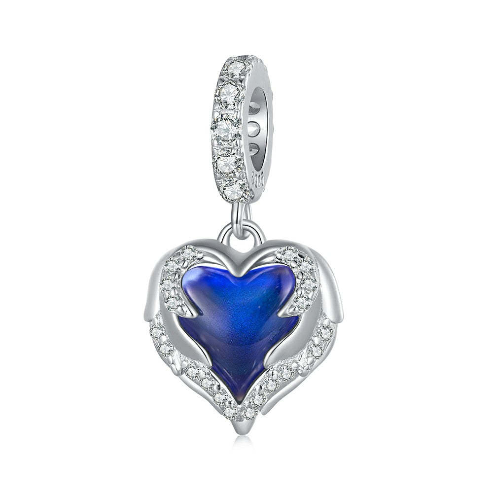 temperature discoloration protective heart dangle charm 925 sterling silver yb2283