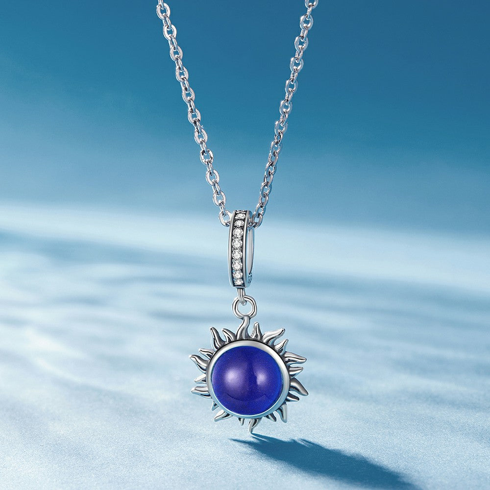 Ciondolo pendente con pietra dell'umore del sole che scolorisce la temperatura, argento sterling 925 yb2284