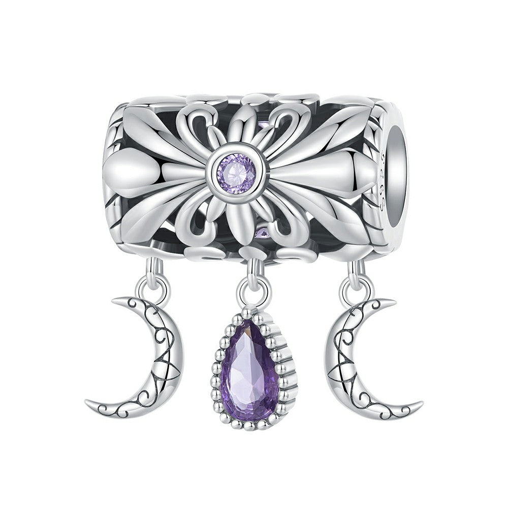 vintage iris dangle charm 925 sterling silver yb2297