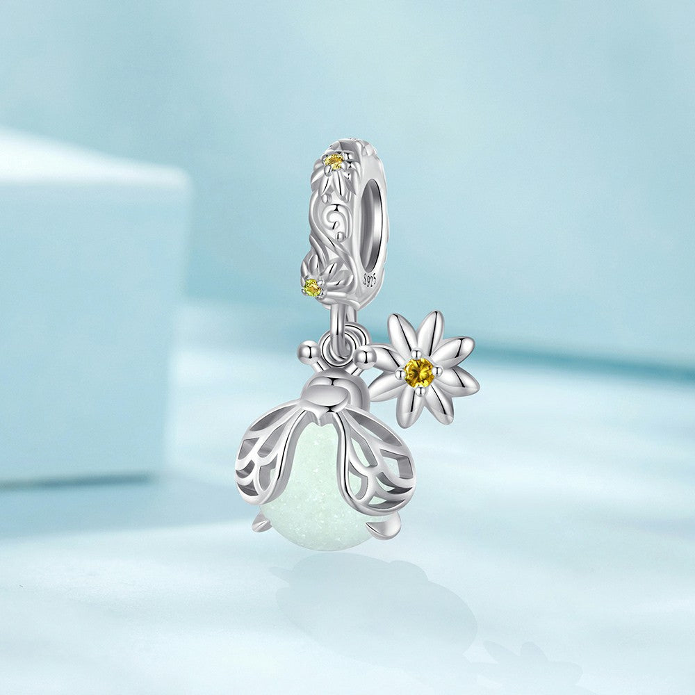 Ciondolo pendente lucciola che si illumina al buio in argento sterling 925 yb2317