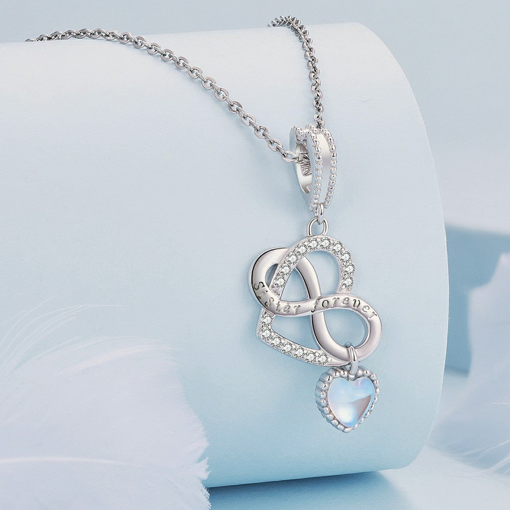 Ciondolo pendente sorella per sempre amore infinito in argento sterling 925 yb2341