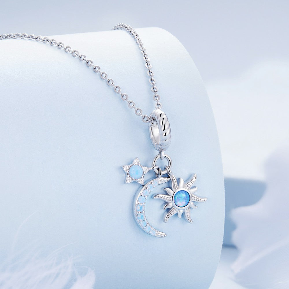 Ciondolo pendente sole luna e stella in argento sterling 925 yb2388