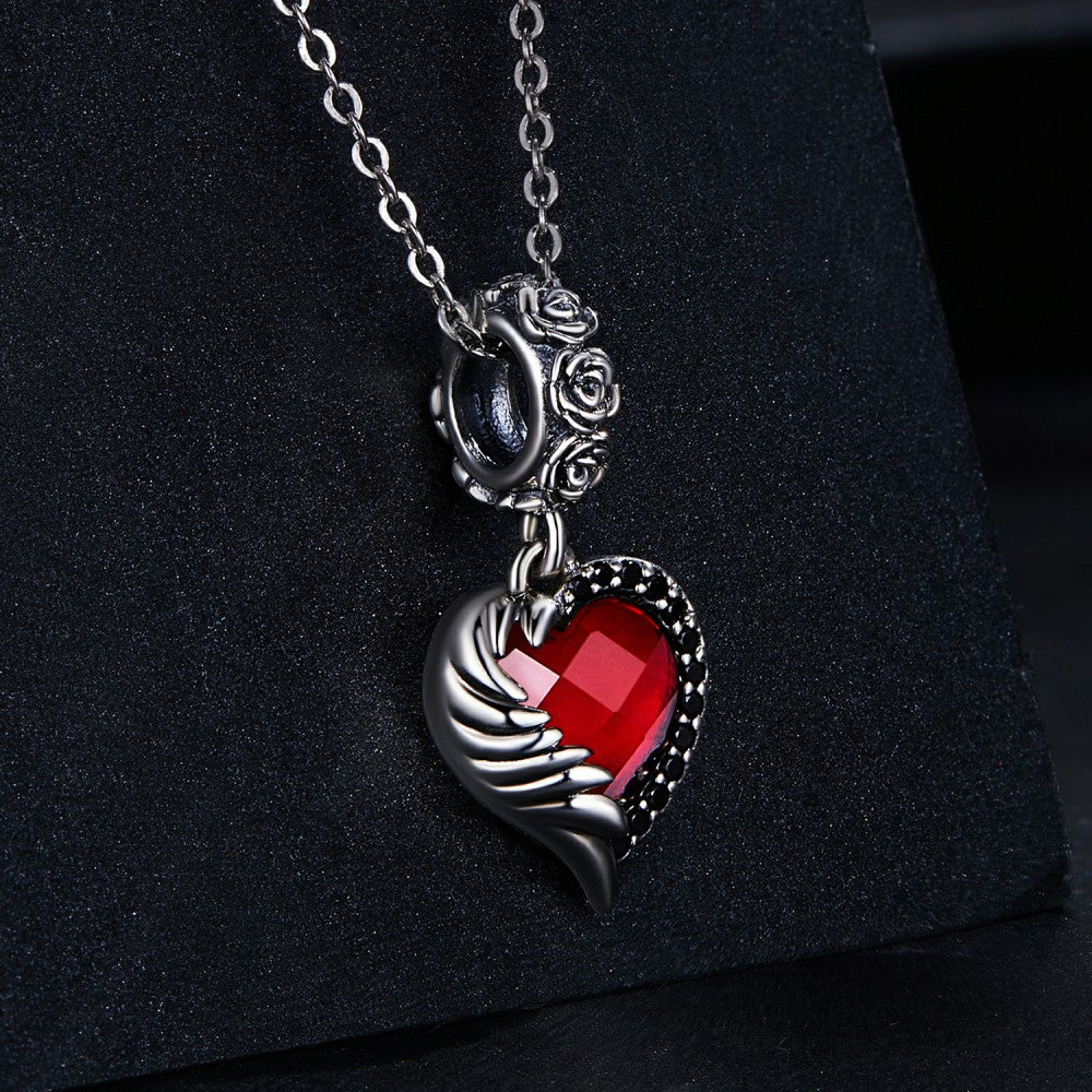 ciondolo pendente cuore rosa in argento sterling 925 yb2447