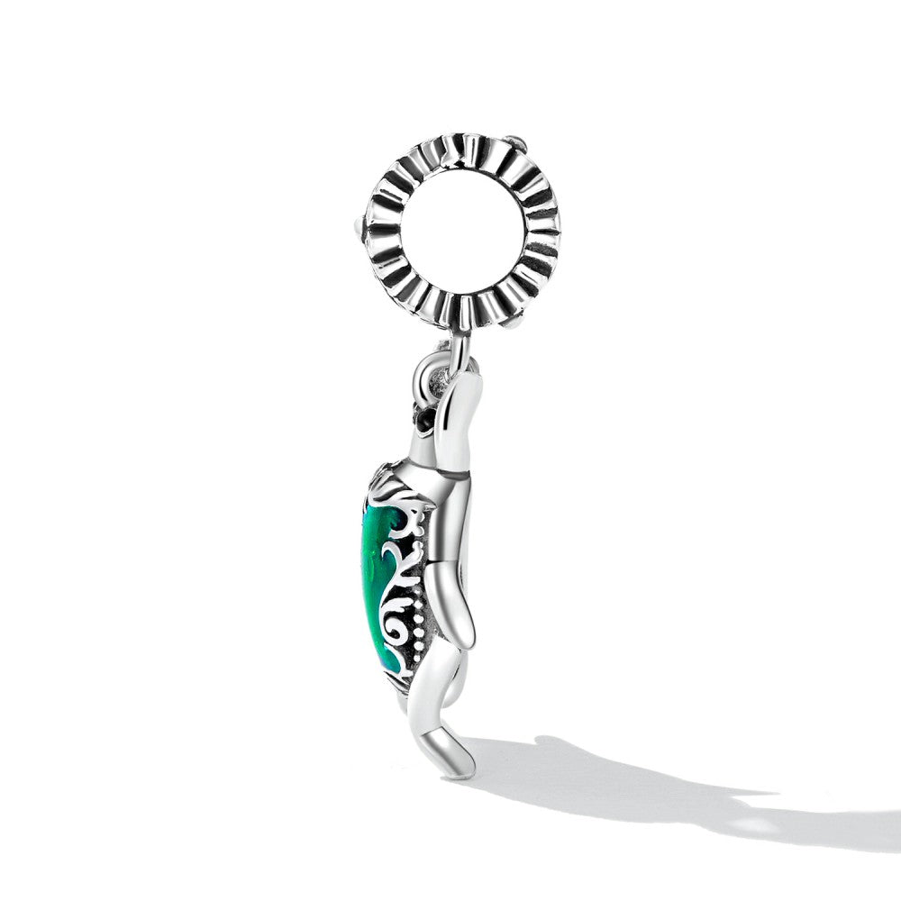 ciondolo pendente elfo scarabeo verde in argento sterling 925 yb2481