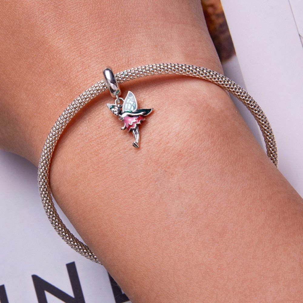 flower elf dangle charm 925 sterling silver yb2504