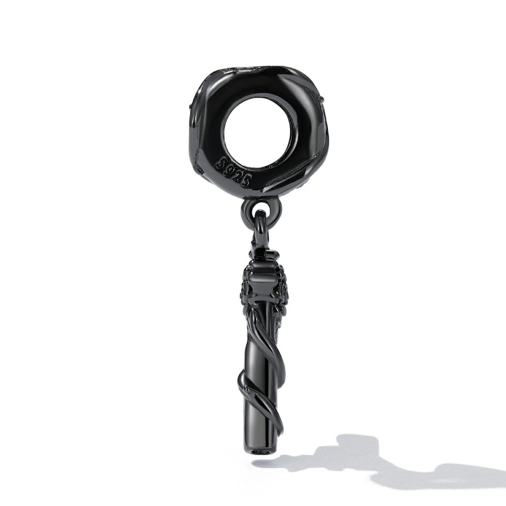 Ciondolo pendente pistola rosa nera in argento sterling 925 yb2518