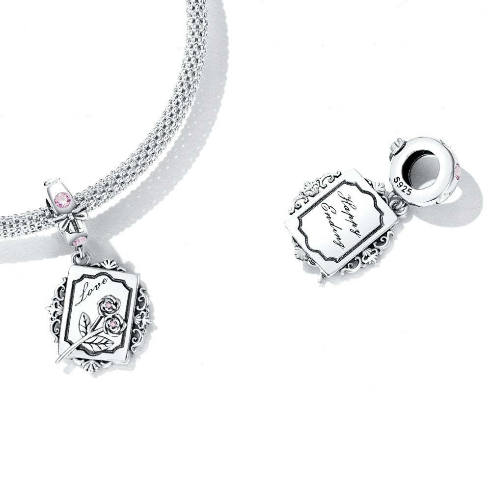 rose invitation dangle charm 925 sterling silver yb2519