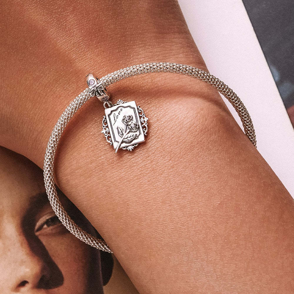 rose invitation dangle charm 925 sterling silver yb2519