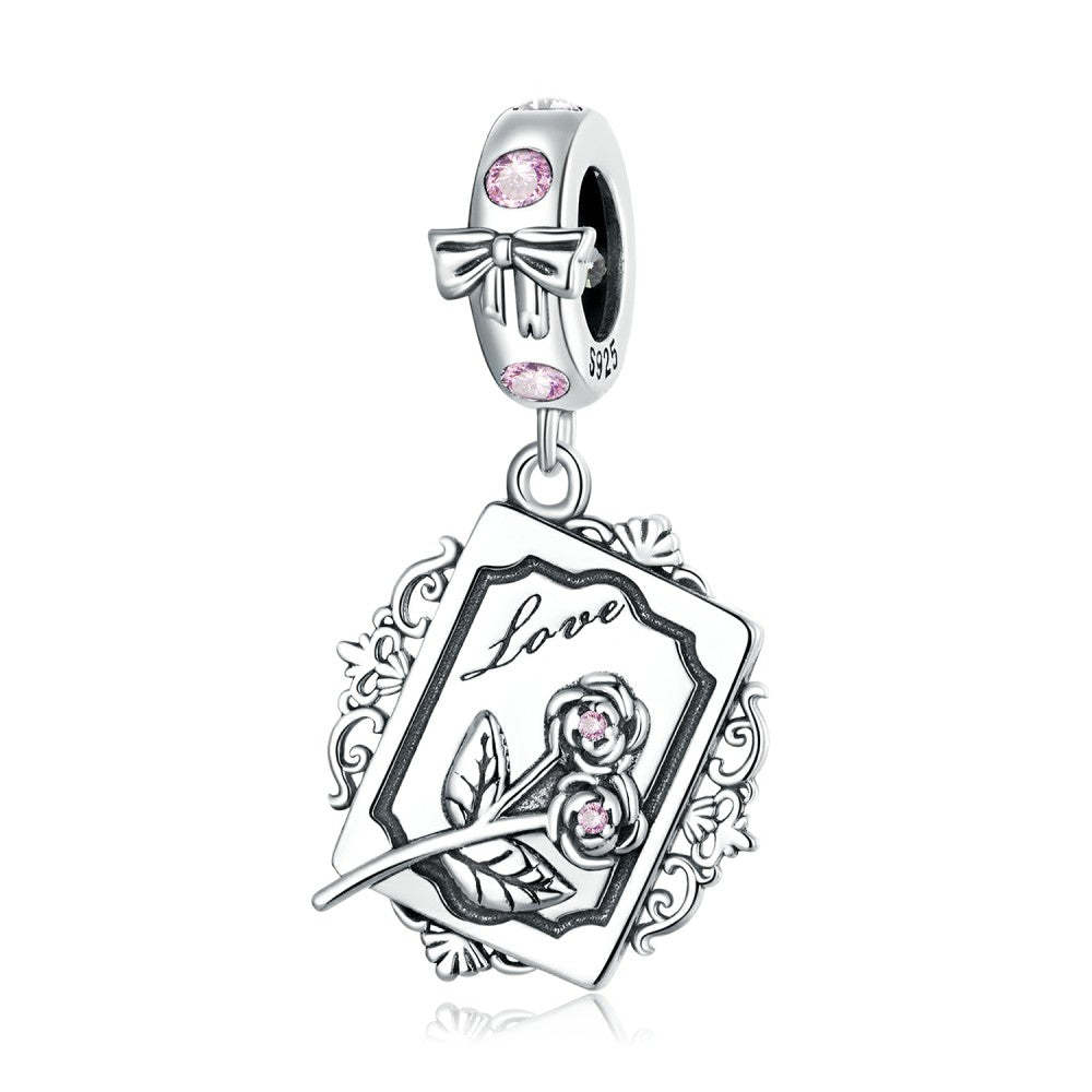 rose invitation dangle charm 925 sterling silver yb2519