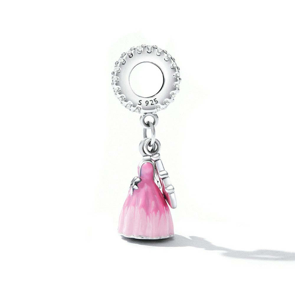 princess dress crown dangle charm 925 sterling silver yb2538