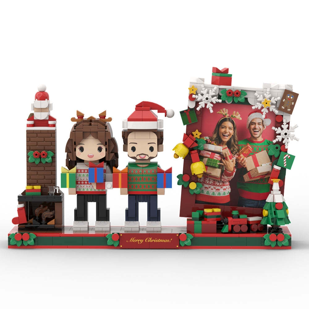 Regalo De Navidad Para Parejas Cara Redonda Cuerpo Completo Personalizable 2 Personas Figuras De Ladrillo Personalizadas - soufeeles