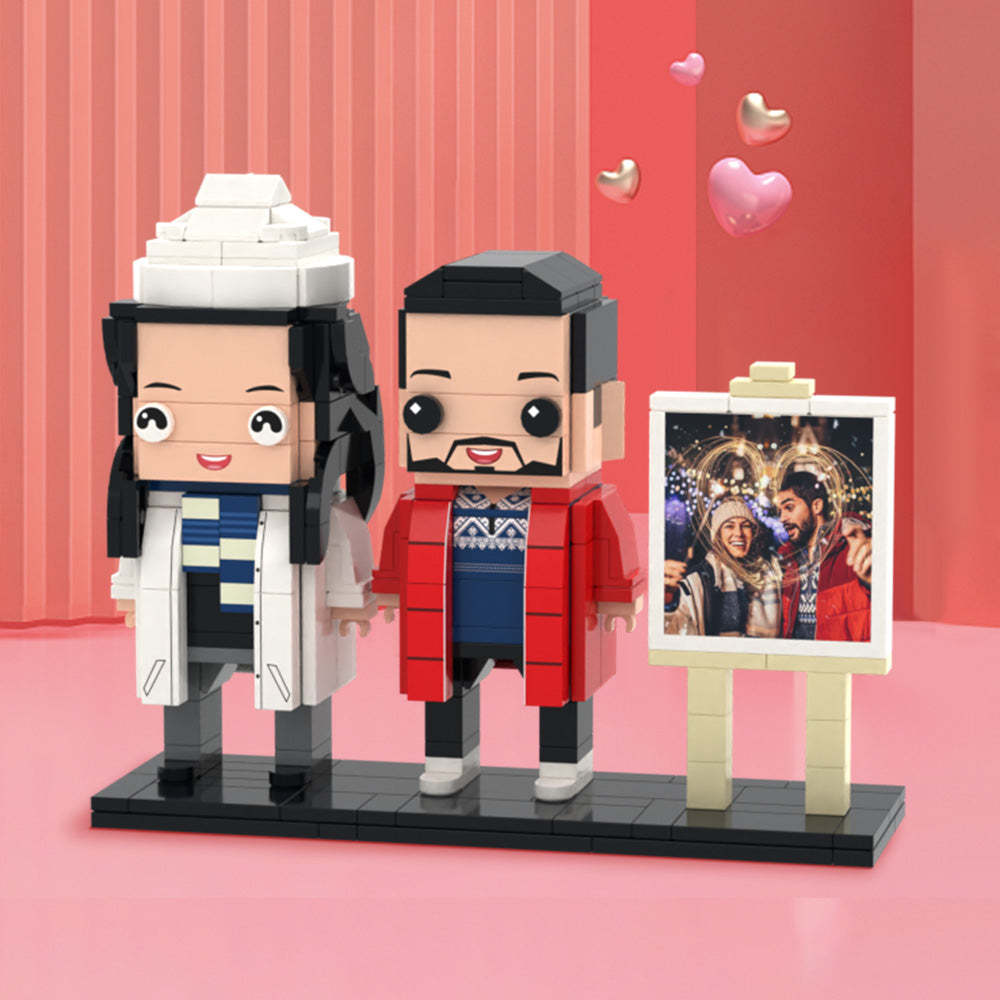 Regalos Del Día De San Valentín Figuras De Ladrillo Personalizadas Con Marco De Fotos Personalizable Para 2 Personas De Cuerpo Completo