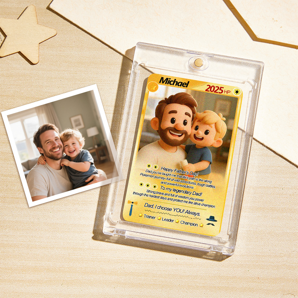 Tarjetas Personalizadas Con Foto Y Texto Personalizados, Estilo Anime, Tarjetas Coleccionables De Arcilla, Regalos Para El Día Del Padre - soufeeles