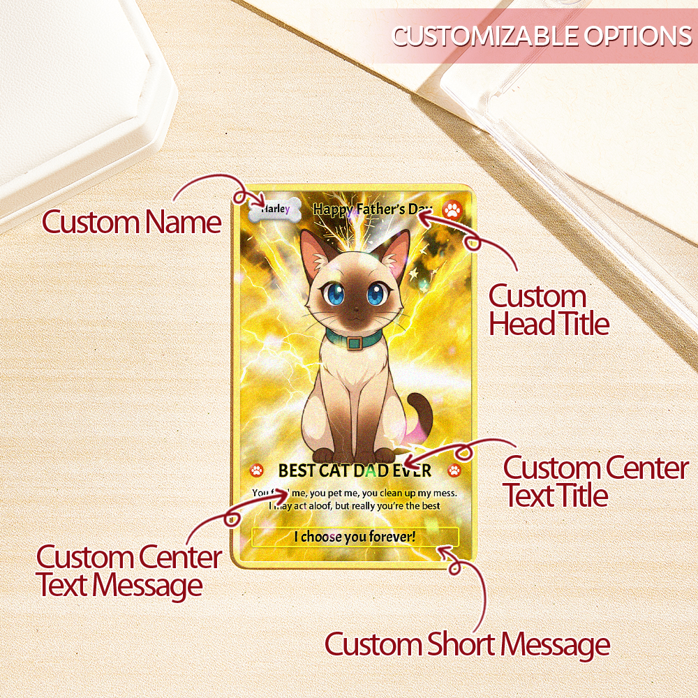 Tarjeta Holográfica Personalizada Para Mascotas, Regalo Para Papá Perro, Regalo Para Amantes De Las Mascotas, Retrato De Mascota, Tarjeta De Anime, Tarjeta Holográfica Para Mascotas - soufeeles