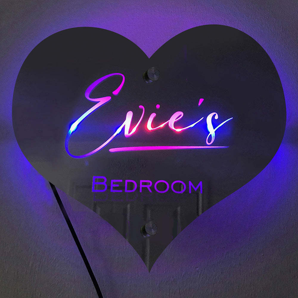 Luz De Espejo De Marquesina En Forma De Corazón Con Nombre Personalizado - soufeeles
