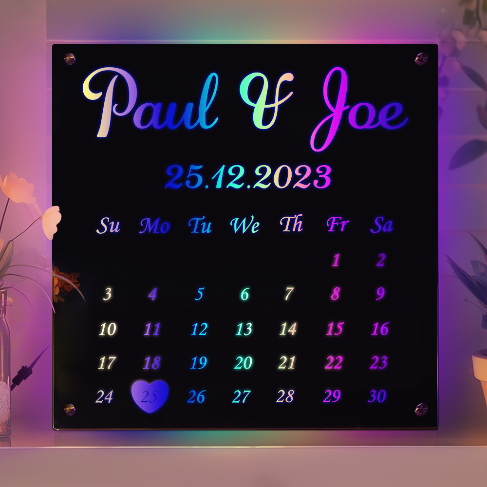 Luz De Espejo Personalizada, Regalo De Pareja Con Fecha Personalizada
