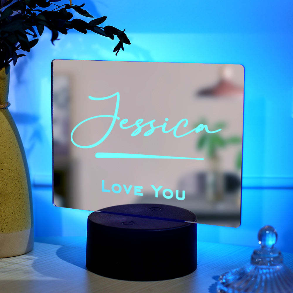 Lámpara De Espejo Grabada Personalizada, Luz Nocturna Colorida, Regalo Para El Hogar - soufeeles