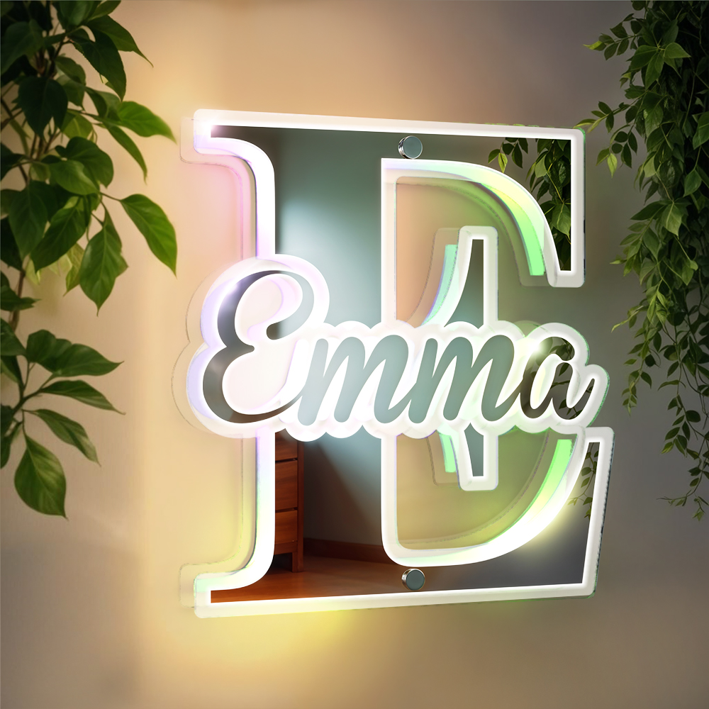 Nombre Personalizado, Espejo Con Letras, Luz Con Nombre, Letrero De Espejo, Iluminación Led Personalizada, Letrero Iluminado Para Dormitorio, Regalo Para Niños - soufeeles