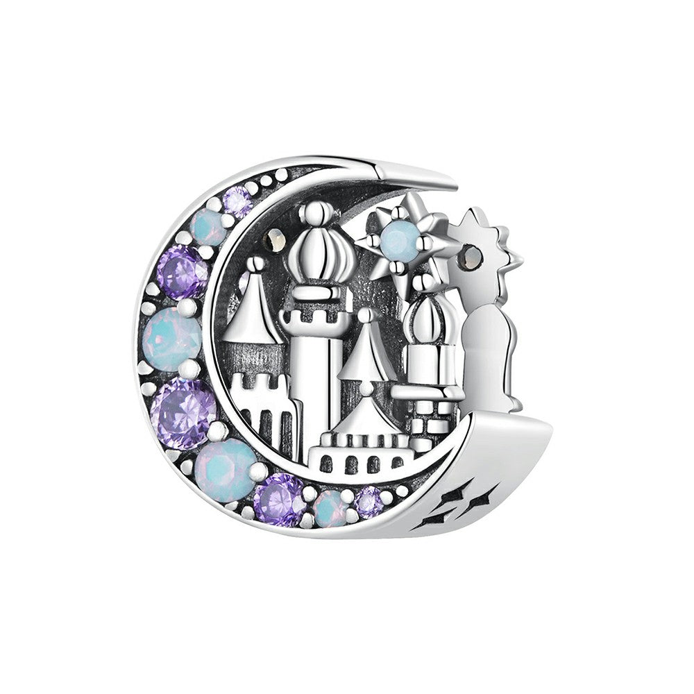 Ciondolo castello al chiaro di luna in argento sterling 925 xs2032