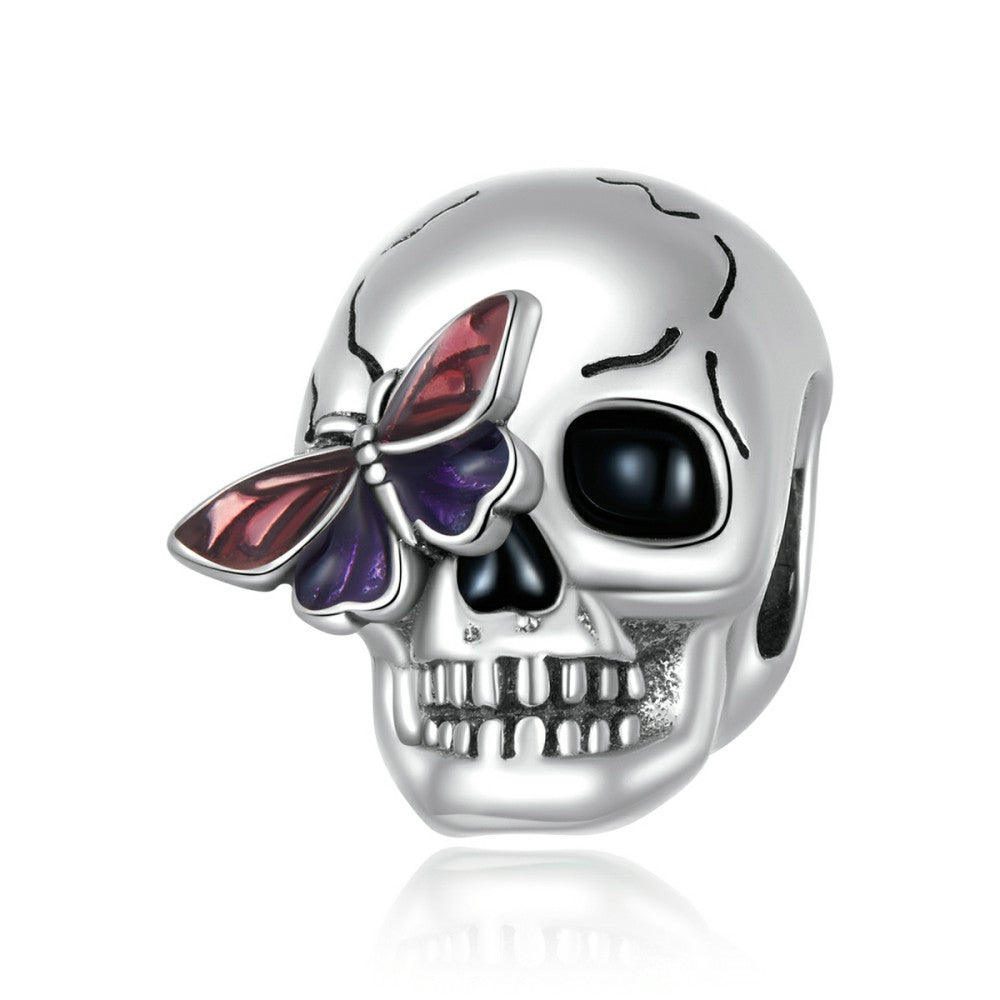 Ciondolo vintage con teschio smaltato in argento sterling 925, regali di Halloween dy1400