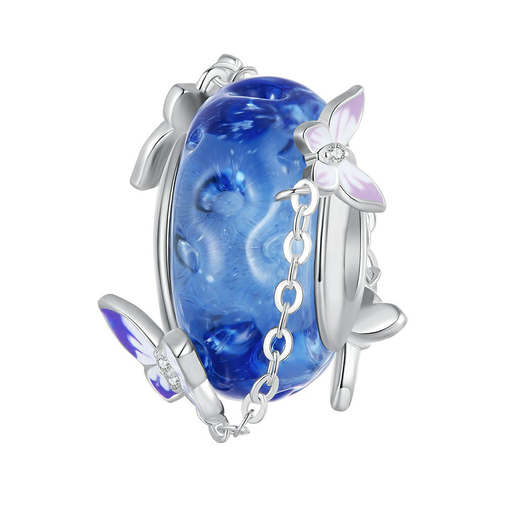 ciondolo blu con nappa a farfalla in argento sterling 925 xs2090