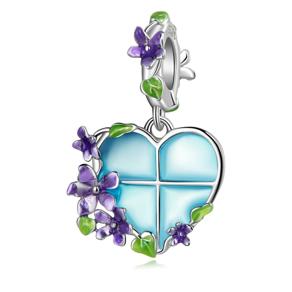 Ciondolo pendente con finestra a forma di cuore in argento sterling 925 yb2477