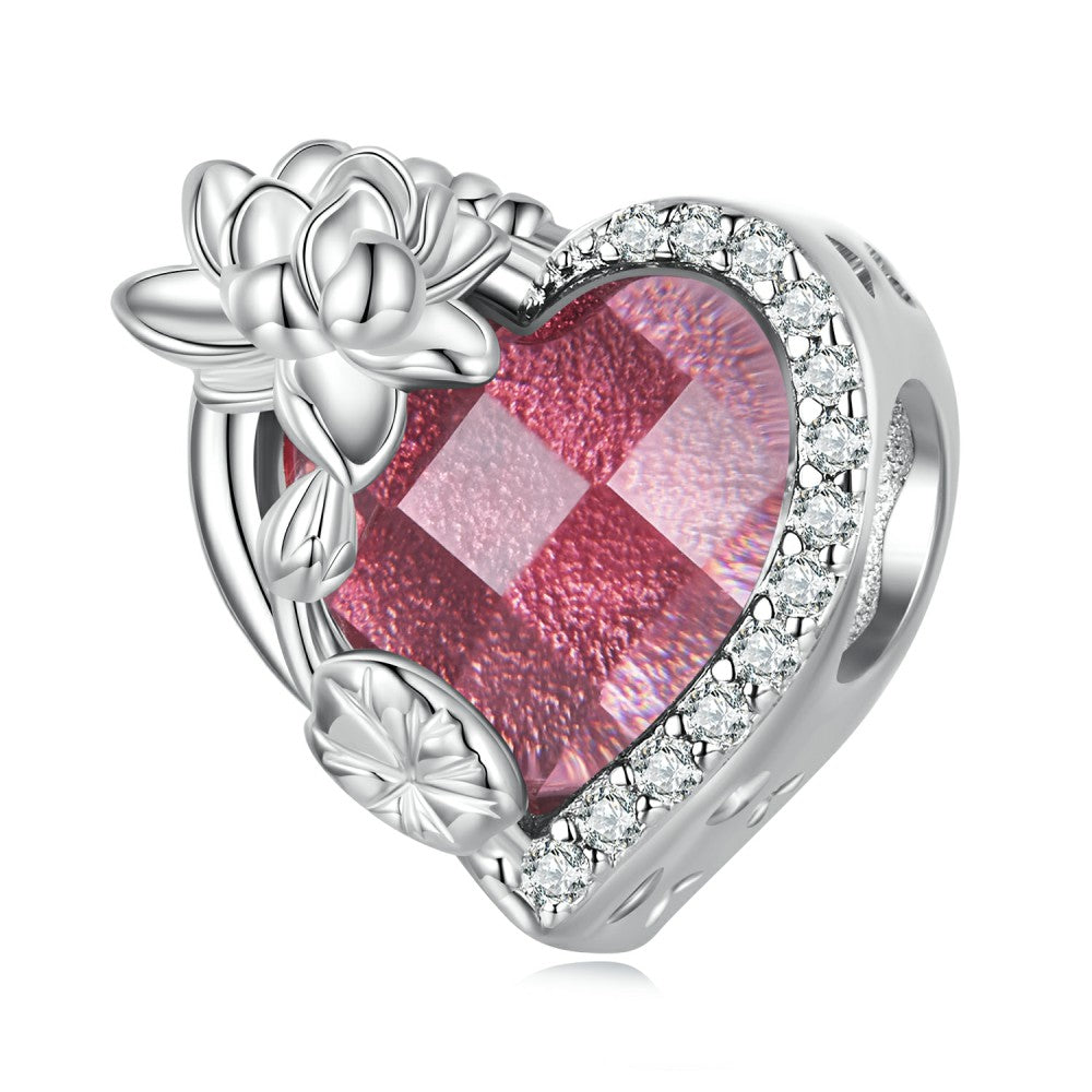 Ciondolo portafortuna di luglio rosa intenso in argento sterling 925 xs2165