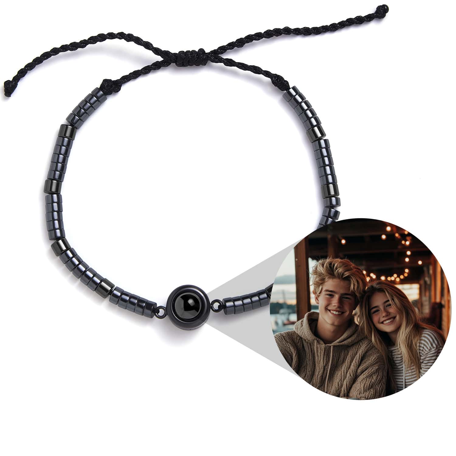 Pulsera De Cuentas Con Foto Personalizada, Pulsera De Proyección Personalizada, Regalo De Navidad Para Él - soufeeles