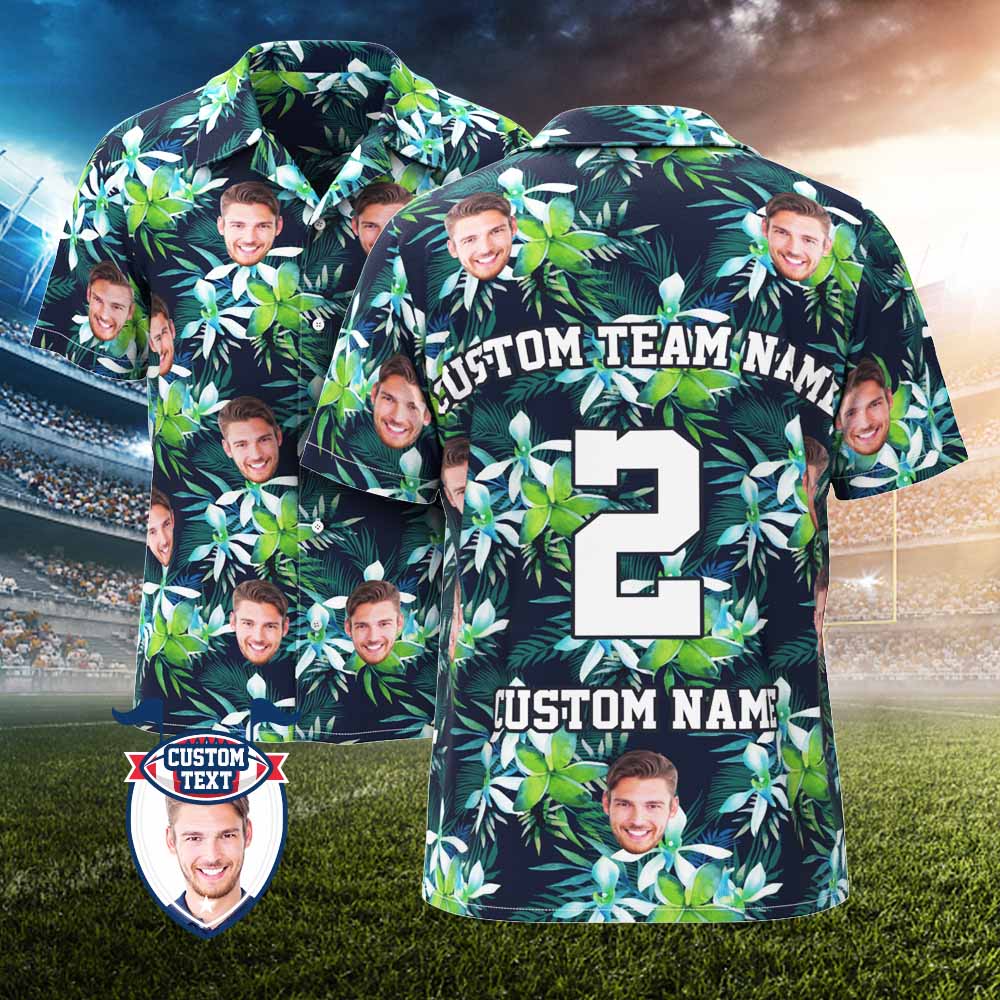 Camisa Hawaiana Impresa Personalizada Para Fanáticos Camisa Hawaiana Personalizada Con Rostro Y Texto Regalo Para Fanáticos - Hojas Y Pétalos