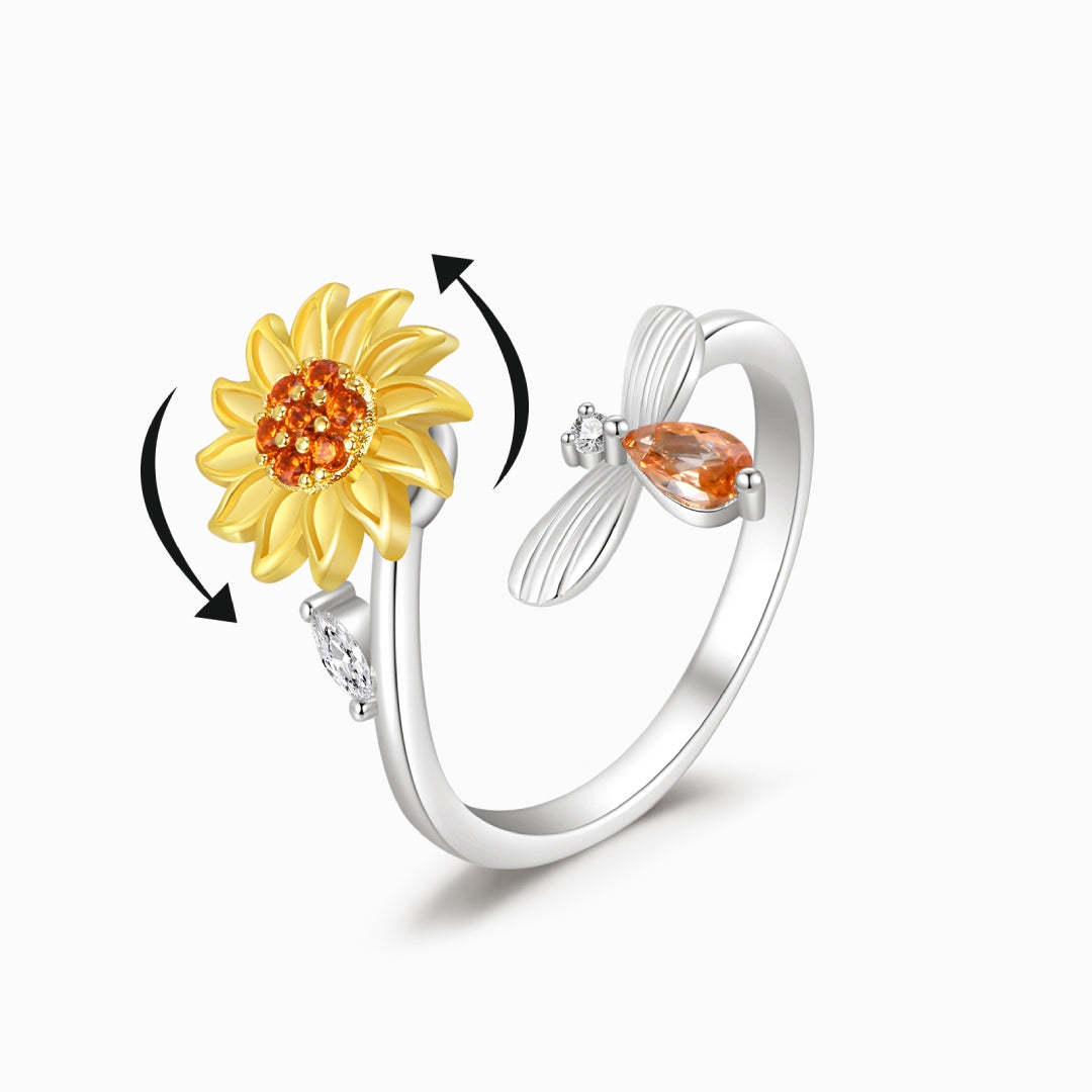 Anillo De Ansiedad Alivio De La Ansiedad Descompresión Daisy Anillo Ajustable Joyería Regalo Para Ella - soufeeles