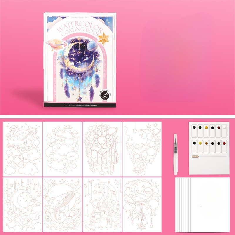 Cuaderno De Acuarela De 16 Hojas Con Juego De Pinturas Gratuito. Dile Adiós A La Ansiedad Y Despierta Tu Talento Artístico. - soufeeles