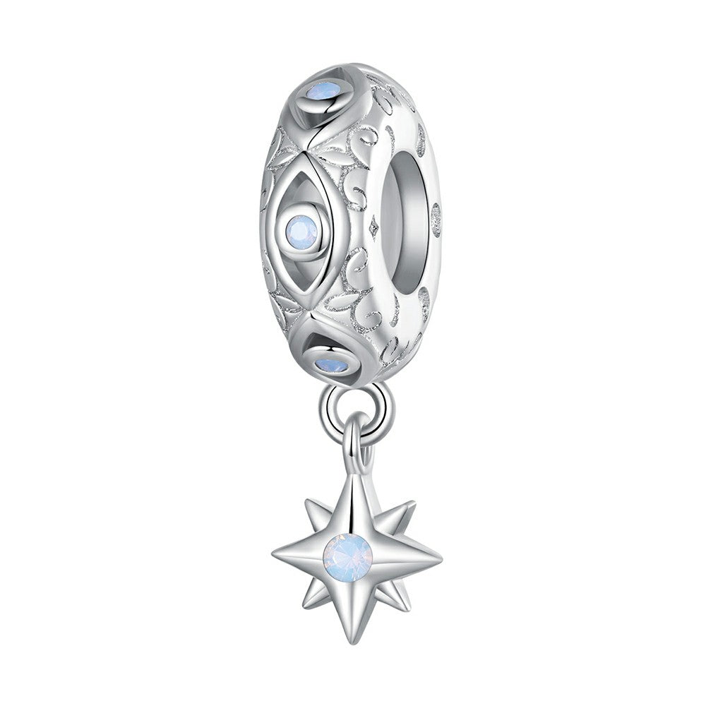 Ciondolo distanziatore con ciondolo stella occhio di demone, argento sterling 925 dp124