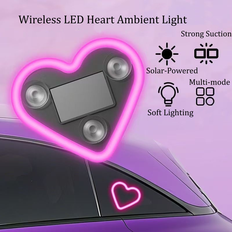 Lámpara Led Decorativa Para Ventana De Coche Con Forma De Corazón Y Energía Solar, Luz Ambiental Para Exteriores - soufeeles