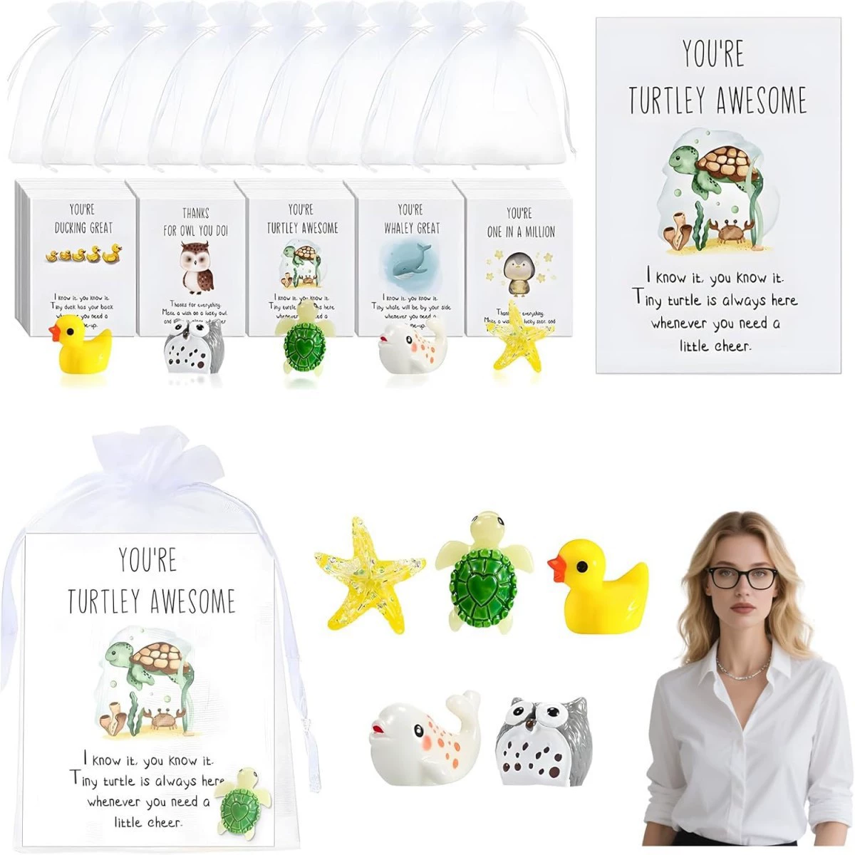 Regalo De Agradecimiento A Los Empleados Para Colegas, Gracias, Juegos De Palabras Con Animales, Tarjetas De Notas Motivacionales, Regalos De Bolsillo Para Oficina - soufeeles