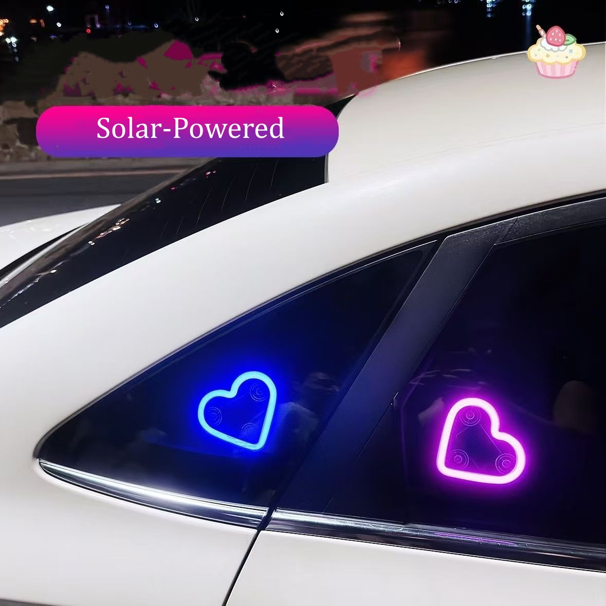 Lámpara Led Decorativa Para Ventana De Coche Con Forma De Corazón Y Energía Solar, Luz Ambiental Para Exteriores - soufeeles